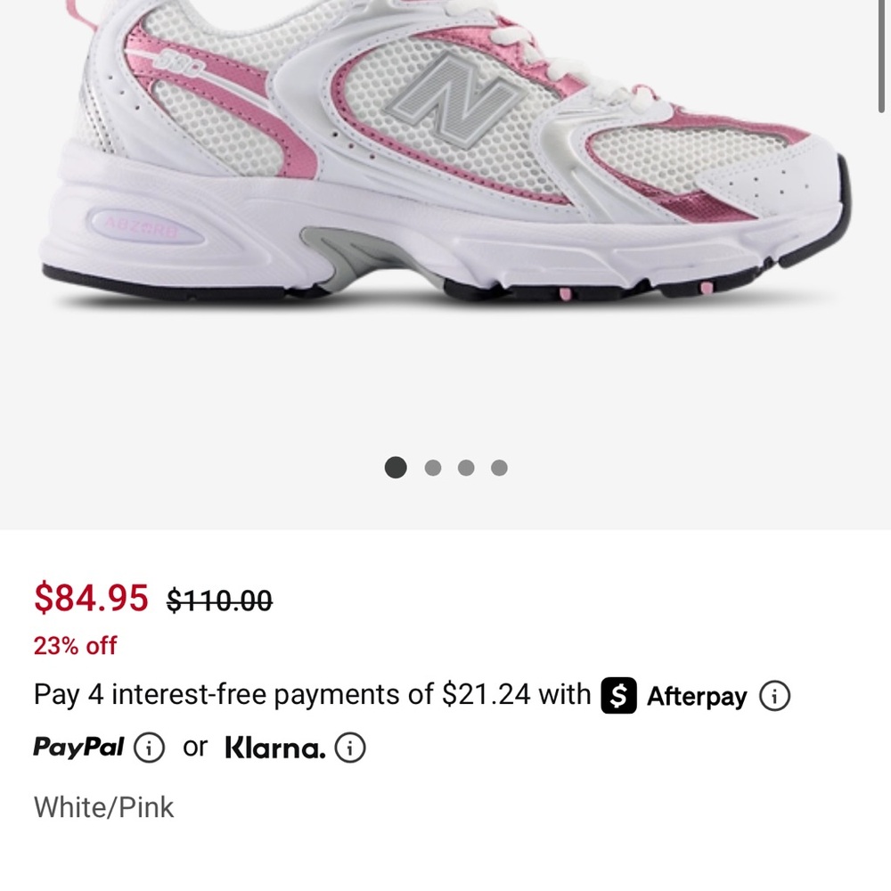 New Balance Women's Pink and White Sneakers
